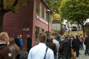 a long line waiting to be fed